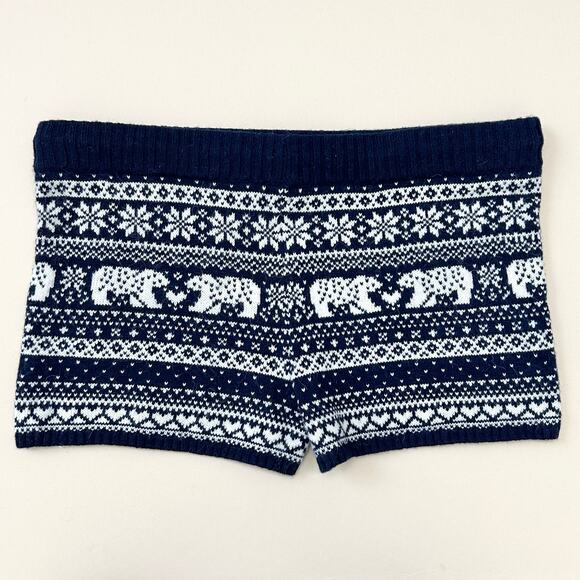 American Eagle Y2K Aerie Navy Fair Isle Blue Wool Blend Knit Short - Picture 6 of 8